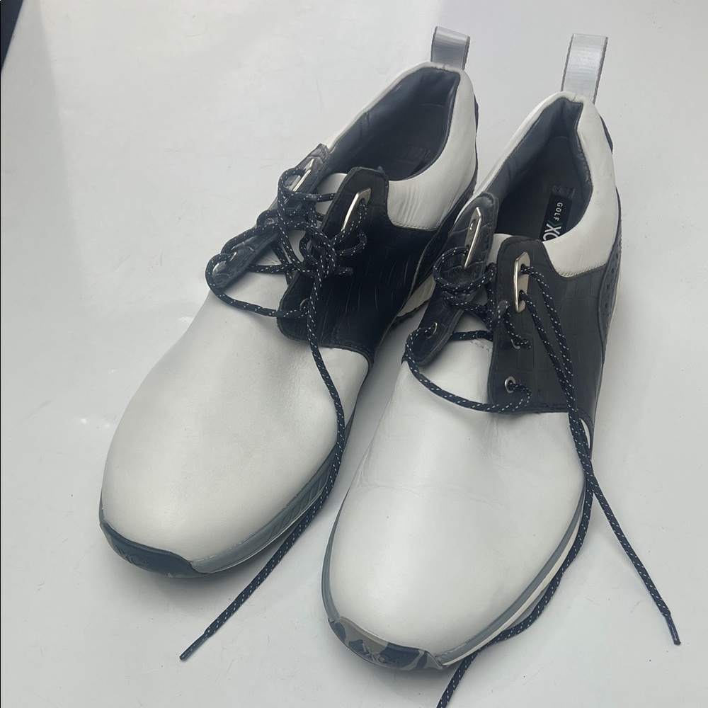 Johnston & Murphy White and Black Athletic Golf Shoes
